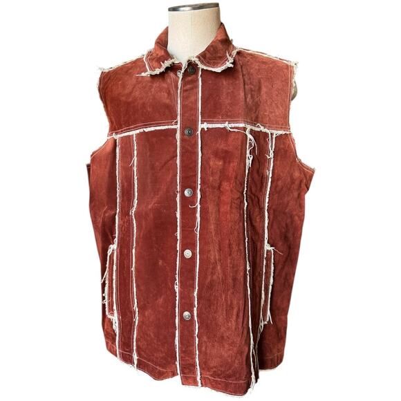 Vintage M. Julian Wilsons Leather distressed patchwork lined brown vest size XL - Picture 1 of 16